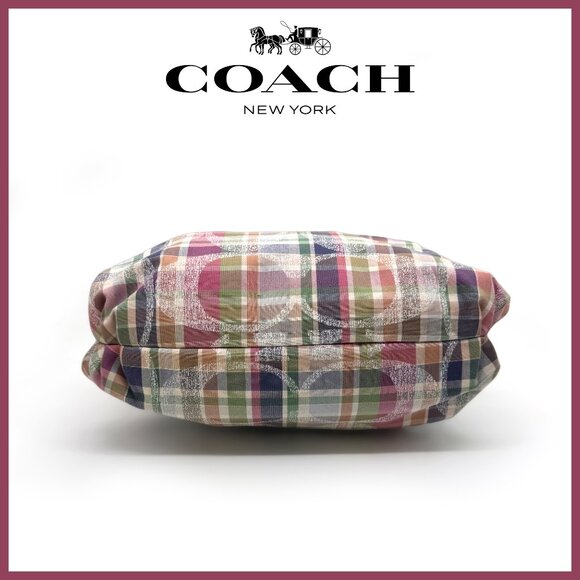 Coach EUC Poppy Daisy Multicolor Madras Plaid Crossbody Bag | Style #23541 - Picture 3 of 6